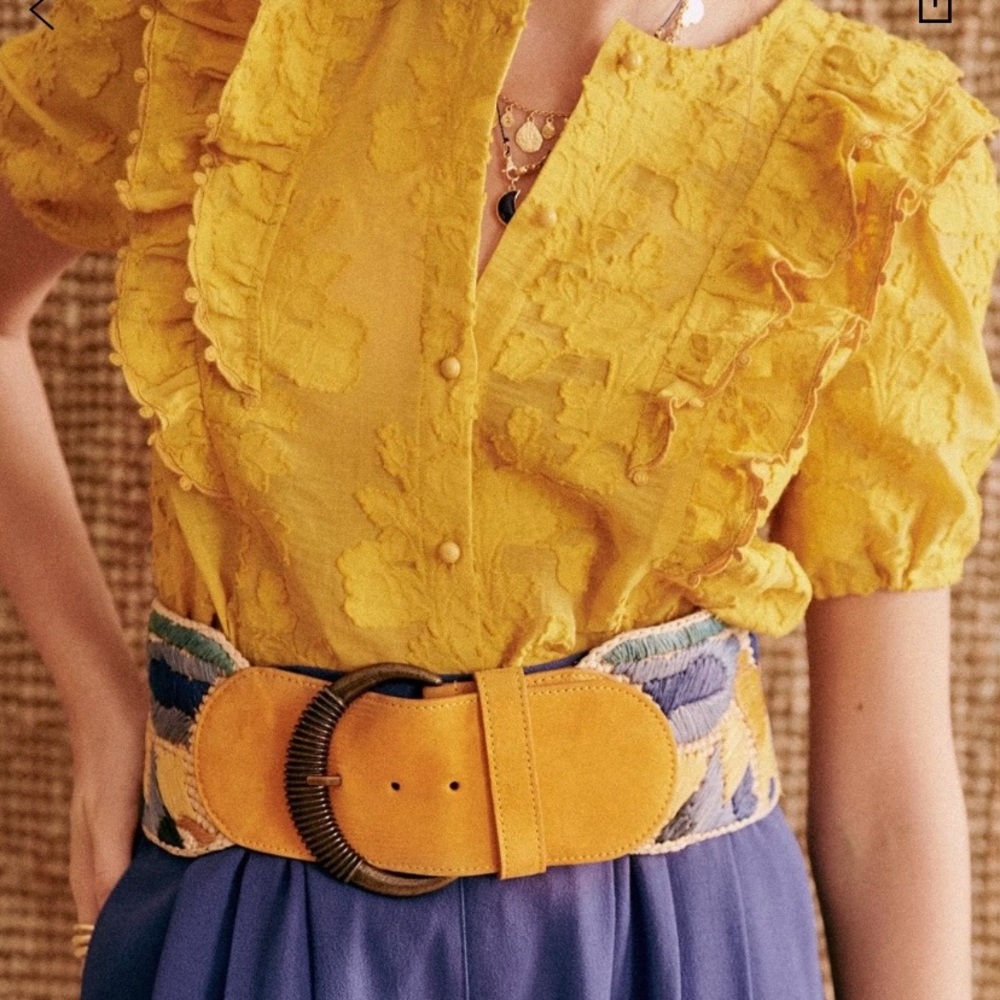 Sezane Carlie Belt in Yellow Multi, Size FR 100